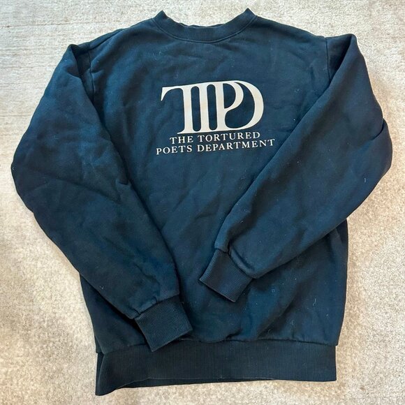 Taylor Swift The Tortured Poets Department Black Crewneck Small - Picture 3 of 5
